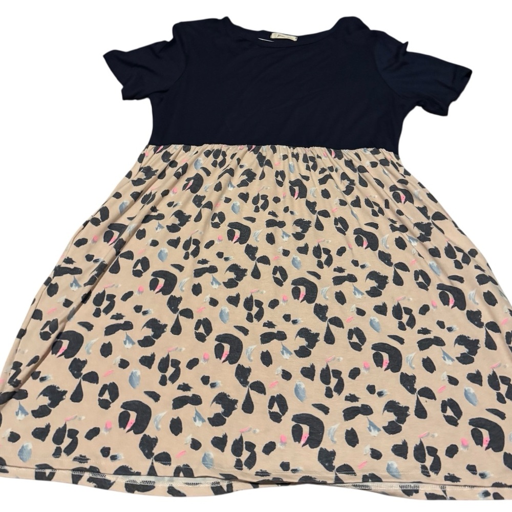 Beeson River Black and Cream Leopard Midi Dress
